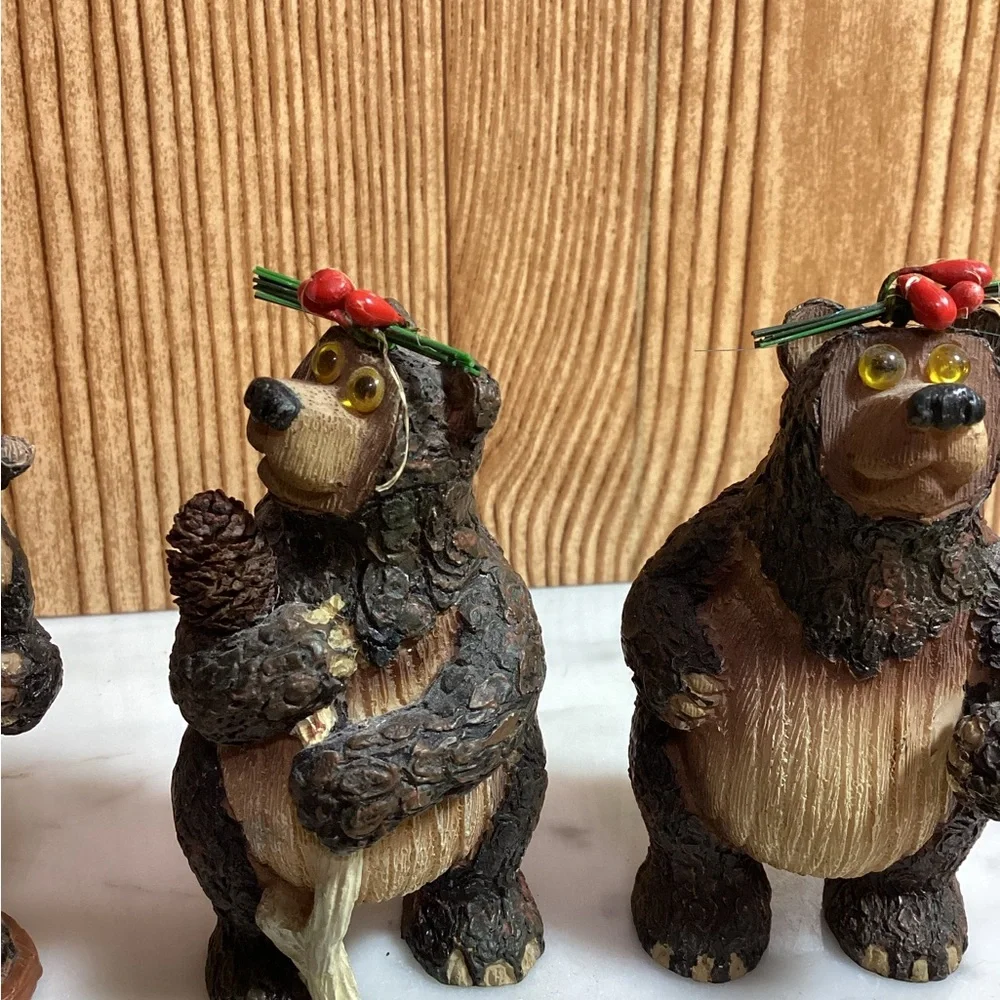 Christmas Brown Bear 3 piece set  Figurine 4”